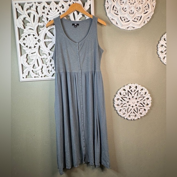 Frye Farmhouse Dress Button Down Gray Blue XL Pockets - Picture 1 of 6